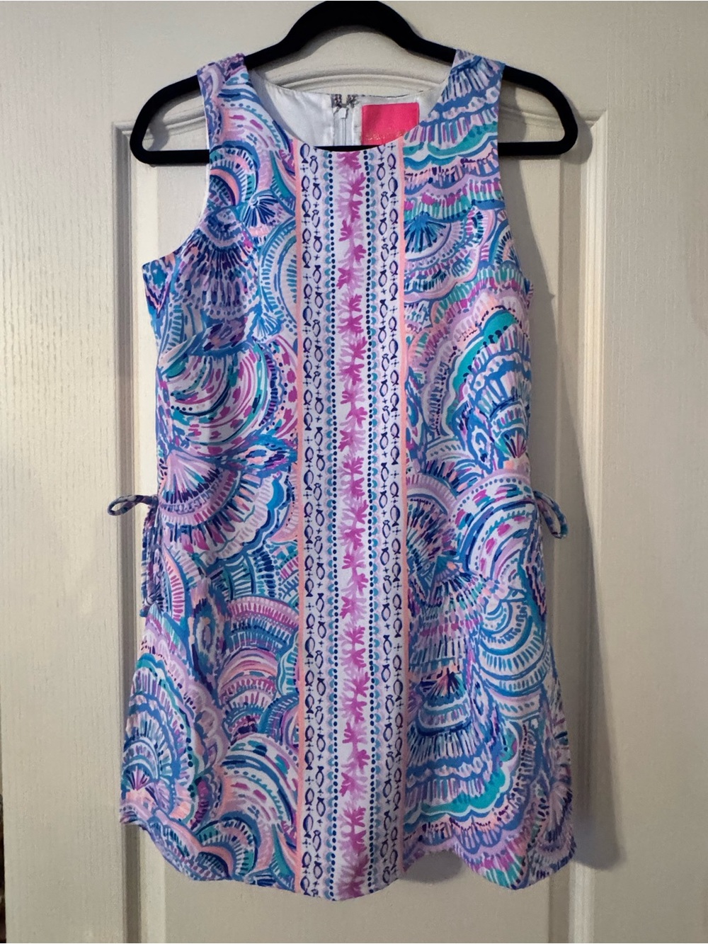 Woman’s Romper dress Sleeveless Pink & Blue Printed Shift Dress